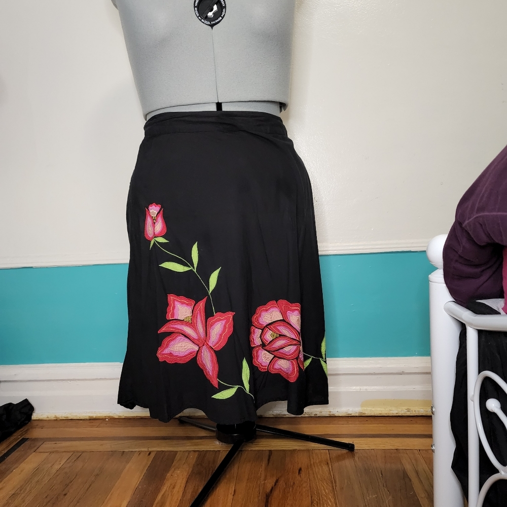 Black Skirk with Beautiful Rose design